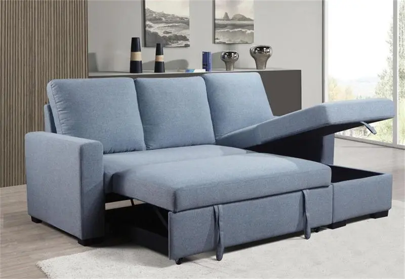 Modern Style corner Sofa Convertible Sleeper Couch Bed Living Room Furniture blue sofa bed Sofas with pull-out bed