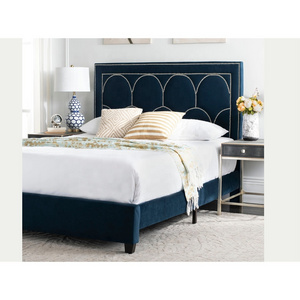 Hotel Modern Double Bed Frame Headboard with nail design upholstered beds for Hotel