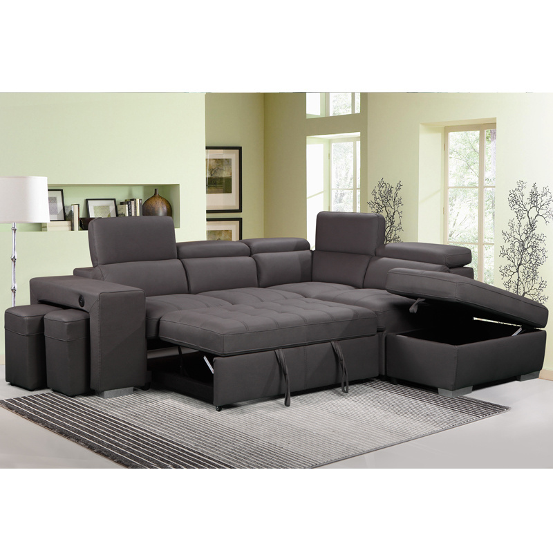 Hot Sale modern Furniture Living Room Sofas Bed Set leather 2P seater chaise ottoman Couch L-Shape Sectional Sofa Bed