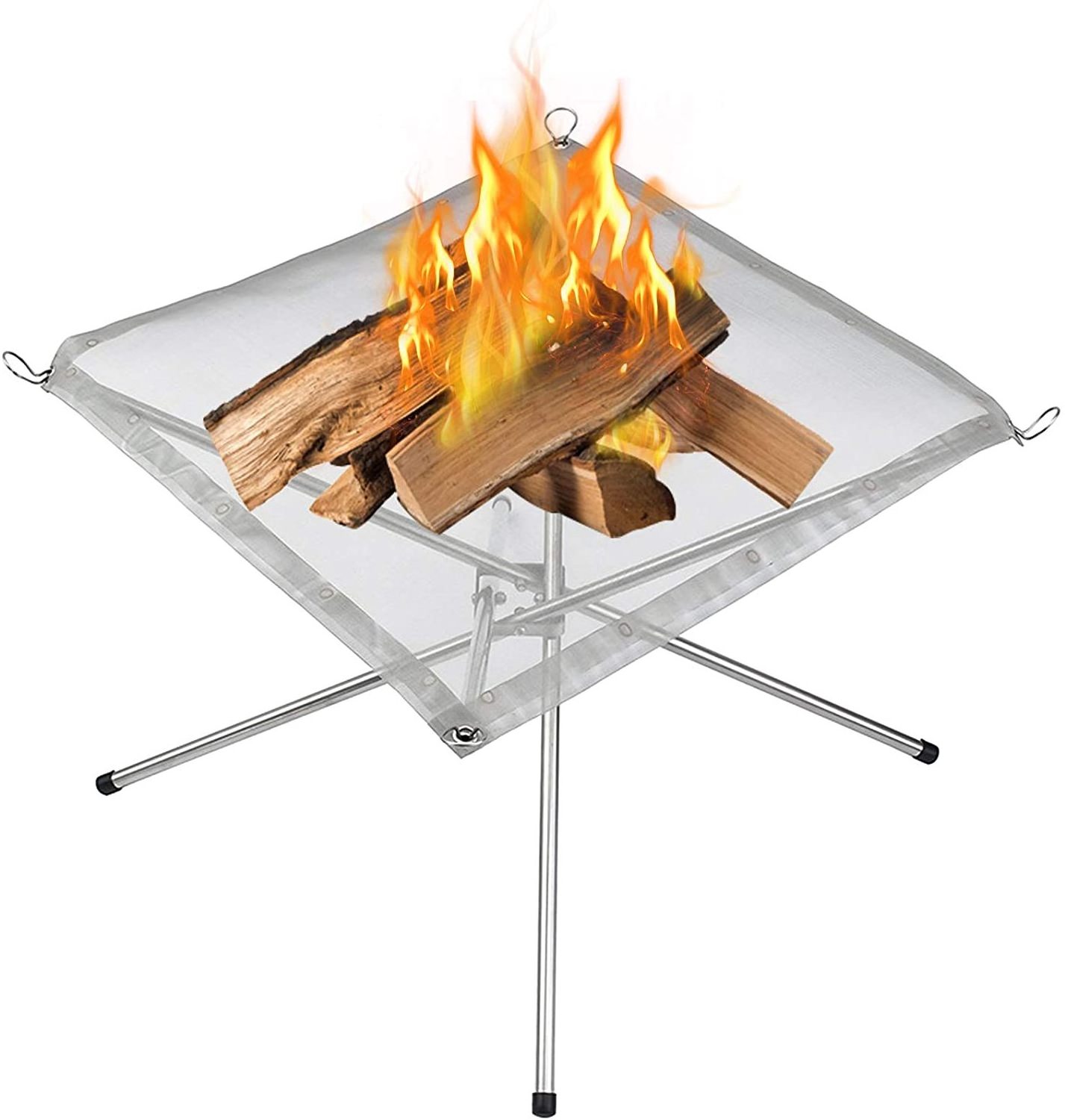 Outdoor Camping Wood Stove Foldable Stainless Steel Mesh Firewood Furnace Burn Pit Charcoal Stove Bonfire Rack