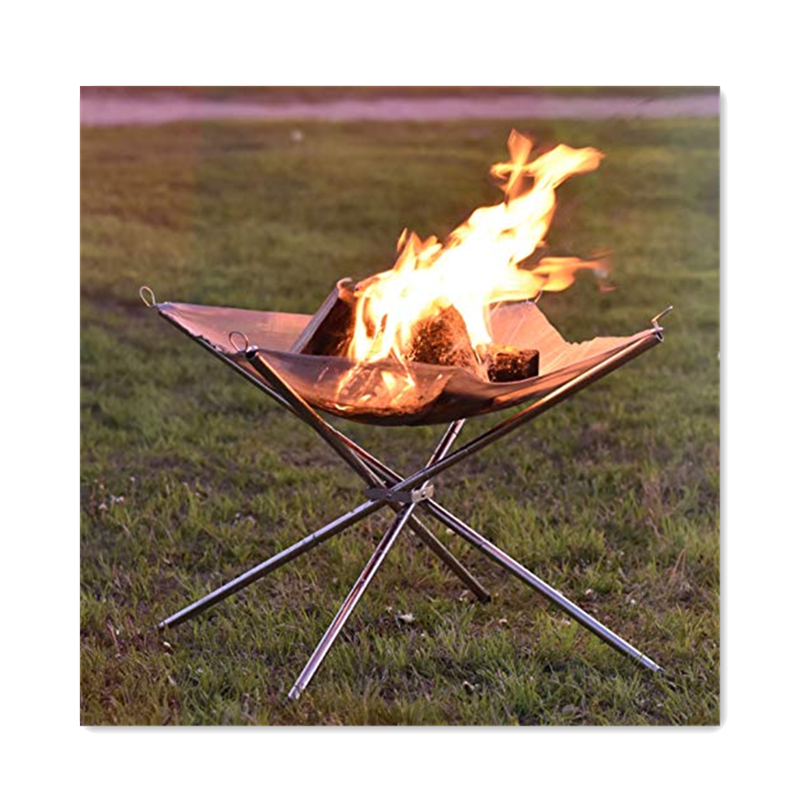 Mesh Fireplace Camping Accessories Stainless Steel Custom Silver Outdoor Rectangle Portable Camping Fire Box Support Fire Pits