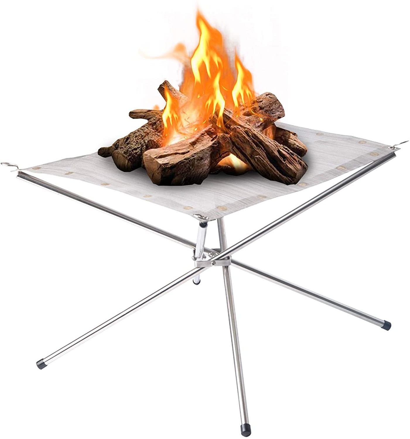 Fire Pit Bonfire Stand for Outdoor Portable Mesh BBQ Camping Women Custom Silver Stainless Steel Rectangle Not Support Morden