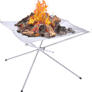 Camping Custom Silver Outdoor Stainless Steel Rectangle Camping Fire Portable Camping Outdoor Fire Pit Cover Folding Support 1pc