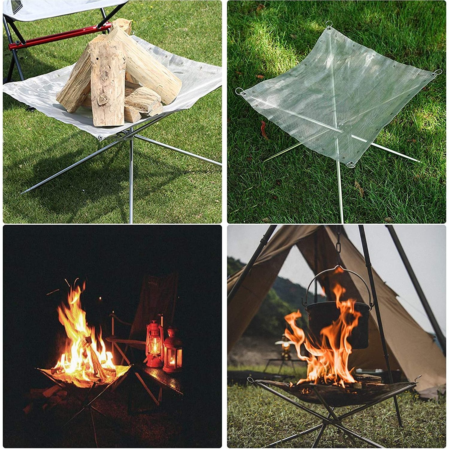 22 Inch Camping Stainless Steel Mesh Fireplace portable Outdoor Fire Pit