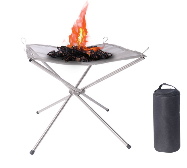 Foldable Mesh Fire Pit Camping Mat Collapsing Stainless Steel Mesh Fireplace Patio Outdoor Heater Firepit