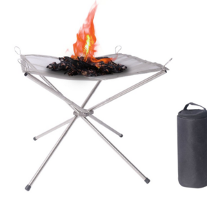 Foldable Mesh Fire Pit Camping Mat Collapsing Stainless Steel Mesh Fireplace Patio Outdoor Heater Firepit