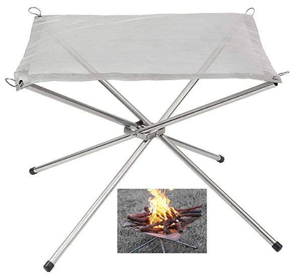 Campfire Grill Mesh Camping Fireplace Collapsible Steel Fire Pit Portable Folding Outdoor Custom Silver Stainless Steel Support