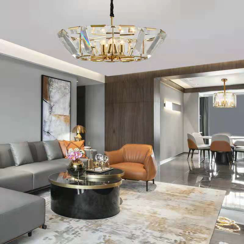 TIAN Hot Sale Luxury Interior Decoration Crystal Led Ceiling Light round pendant lamp modern Luxury chandelier