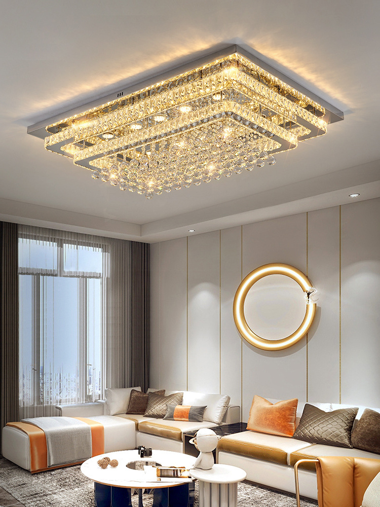 Adequate Inventory Unembroidered Steel + K9 Crystal Top Floor Led Ceiling Lighting Lamp