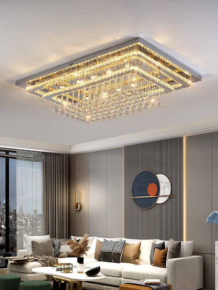 Adequate Inventory Unembroidered Steel + K9 Crystal Top Floor Led Ceiling Lighting Lamp