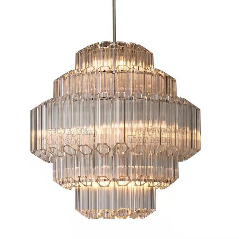 Living Room Hote Hanging Large Luxury Glass Rod Nordic Pendant Lamp Glass Modern Hanging Lights Chandelier