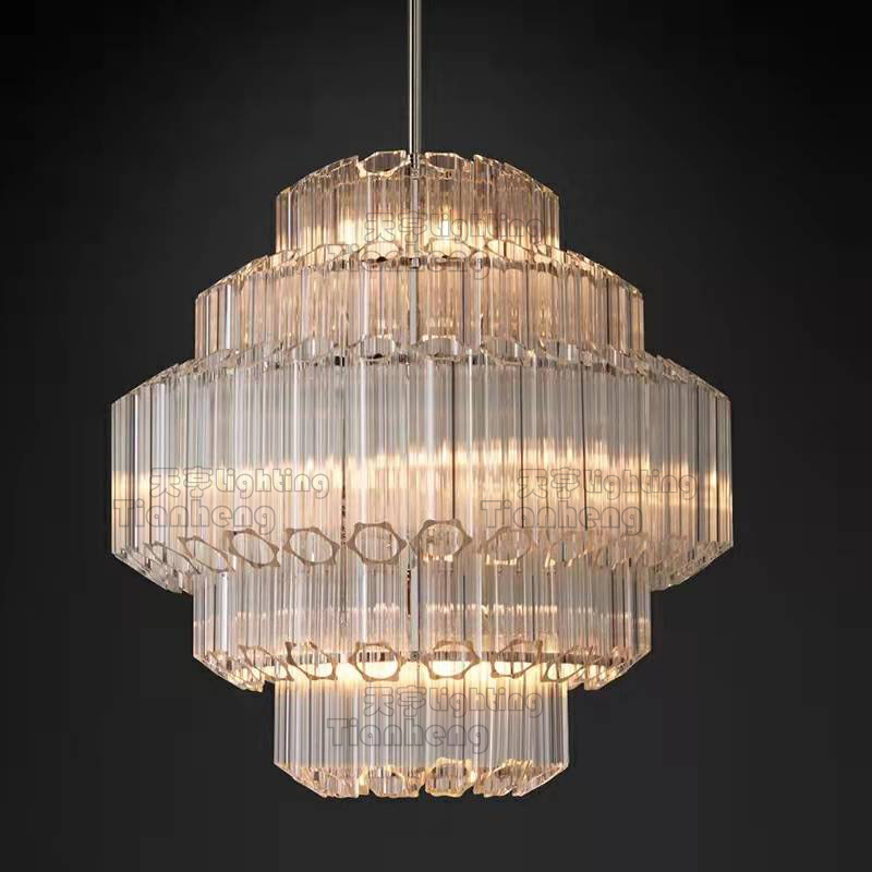 Living Room Hote Hanging Large Luxury Glass Rod Nordic Pendant Lamp Glass Modern Hanging Lights Chandelier