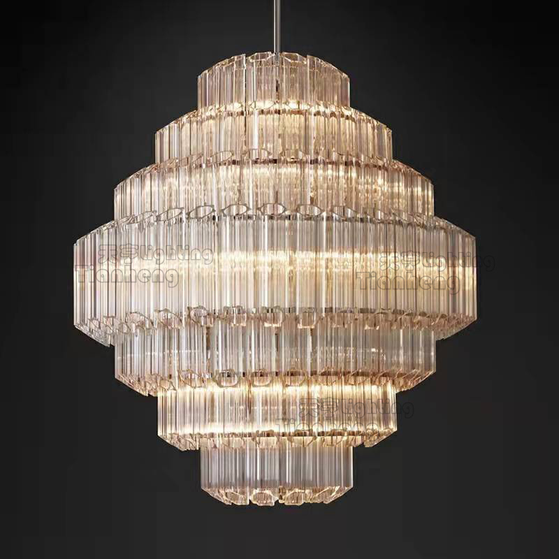 Living Room Hote Hanging Large Luxury Glass Rod Nordic Pendant Lamp Glass Modern Hanging Lights Chandelier