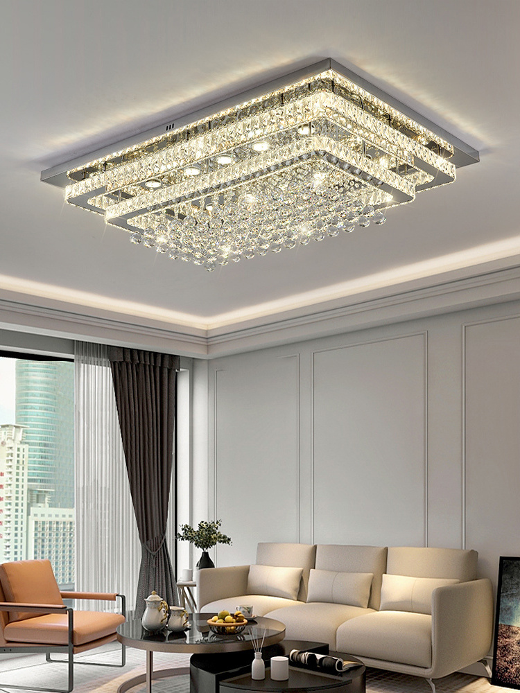 Adequate Inventory Unembroidered Steel + K9 Crystal Top Floor Led Ceiling Lighting Lamp