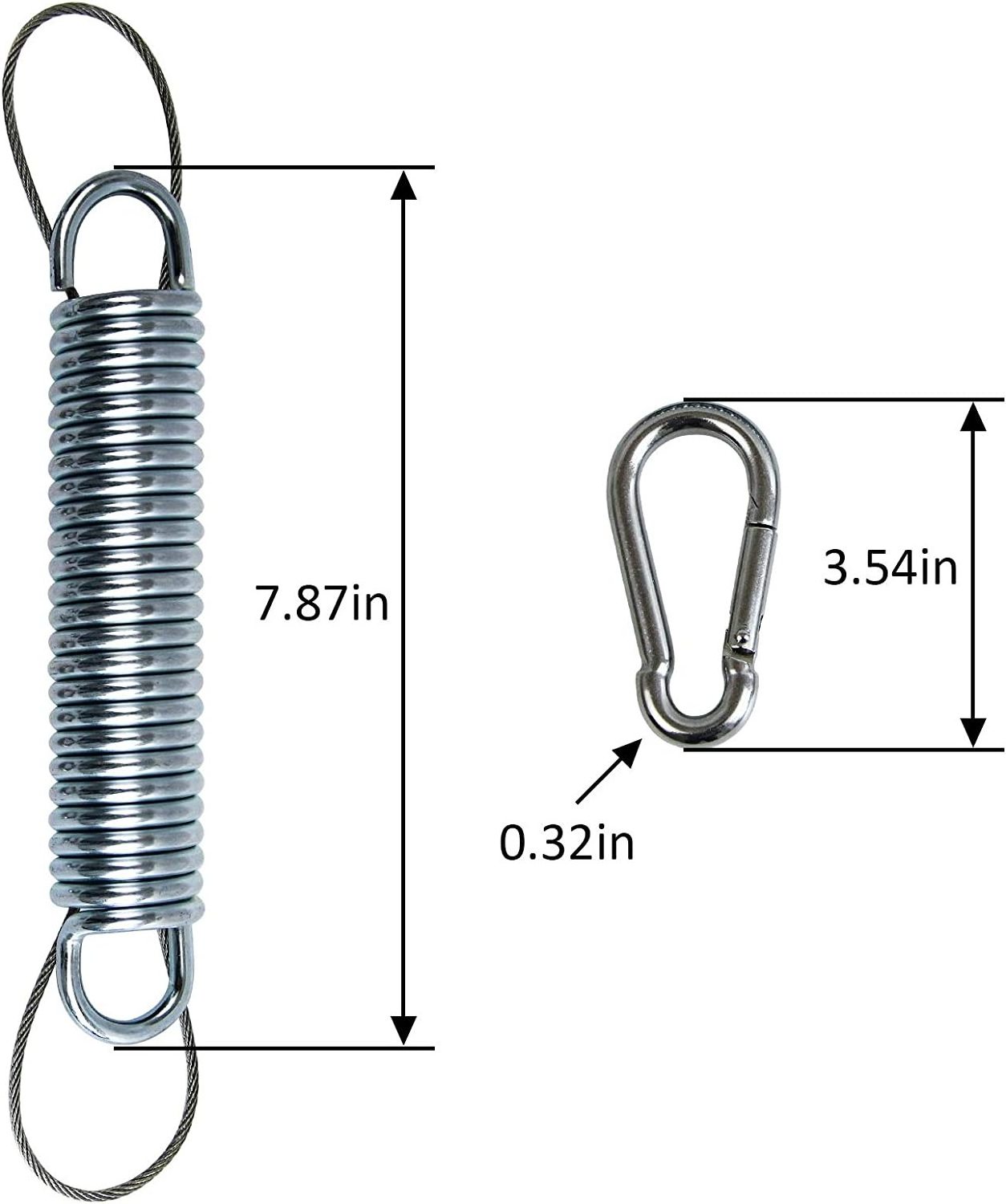 Safety Hammock Springs Heavy Duty Hanging Chair Spring Stainless Steel Kit with Snap Hook Carabiners