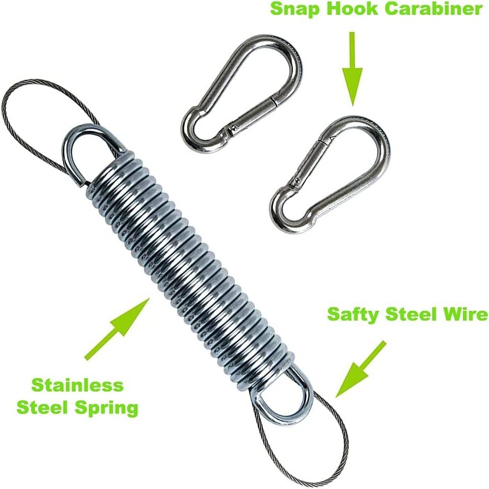 Safety Hammock Springs Heavy Duty Hanging Chair Spring Stainless Steel Kit with Snap Hook Carabiners