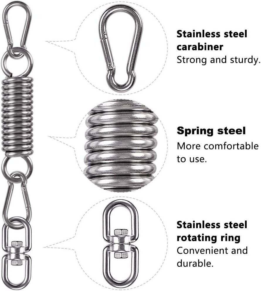 Swing Chair Spring Heavy Duty Stainless Steel Kit with Snap Hook Carabiners Custom Swing Porch Spring