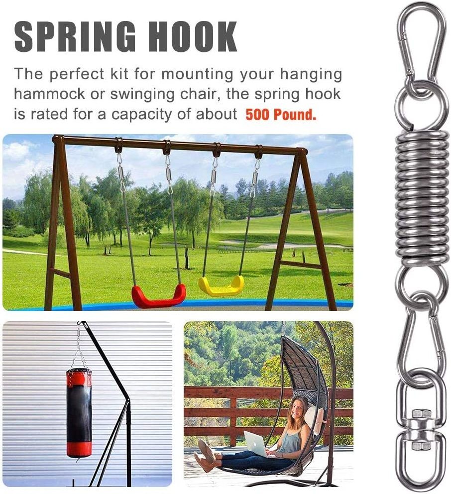 Swing Chair Spring Heavy Duty Stainless Steel Kit with Snap Hook Carabiners Custom Swing Porch Spring