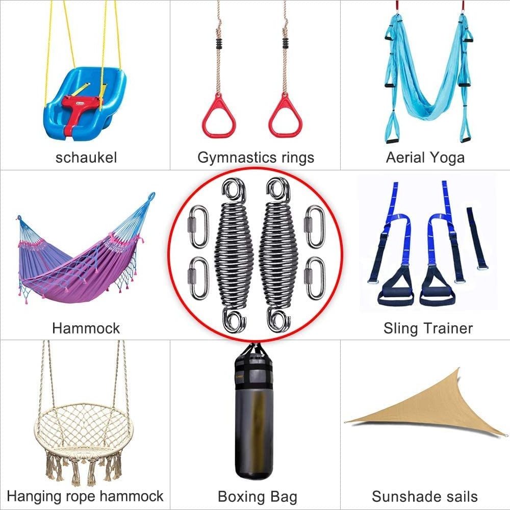 Swing Porch Spring Heavy Duty Hanging Chair Stainless Steel Kit with Fixed Wind Rope Buckle Hammock Swing Chair Spring