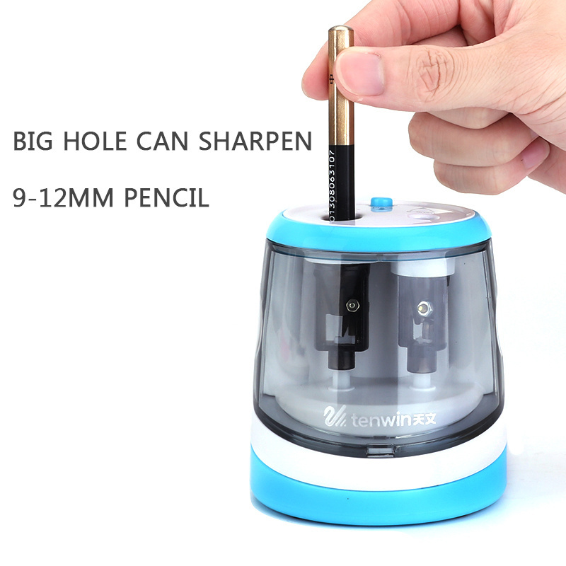 Tenwin 8016 Electric Aoto Stop Double Hole Pencil Sharpener For Kids Student Back To School Promotion Holiday