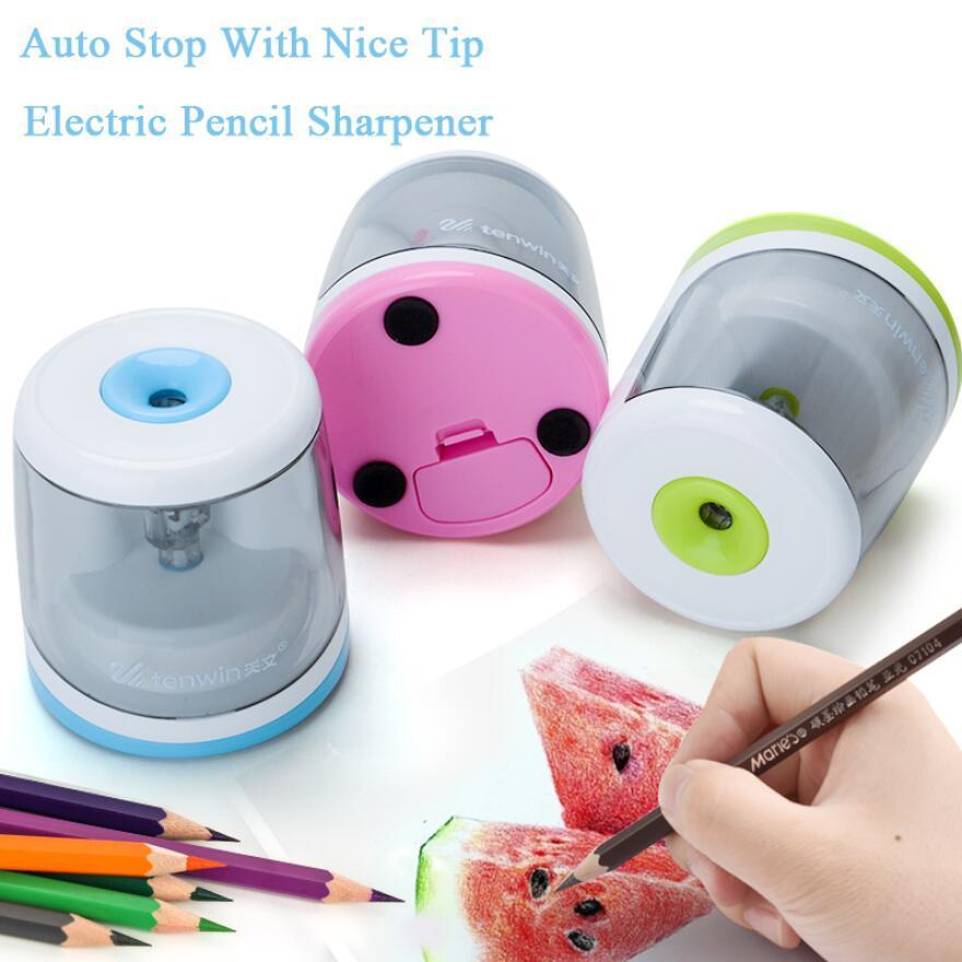 Tenwin 8025 Pencil Sharpener Small Electric Cheap Stationery Use Battery Funny Pencil Sharpener