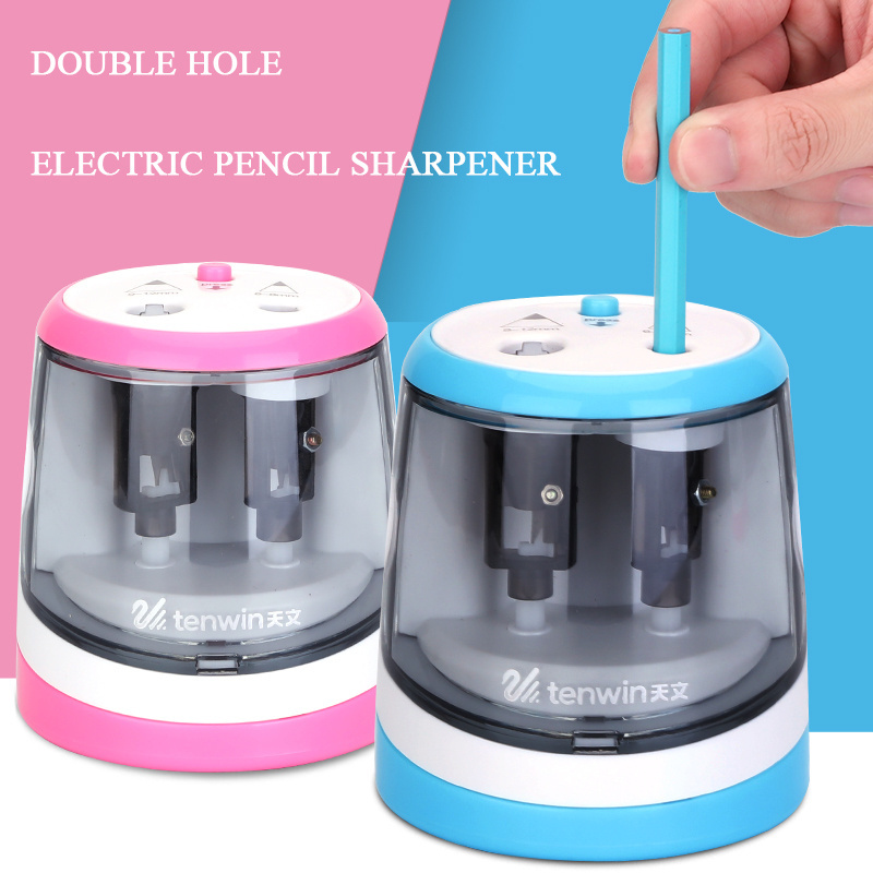 Tenwin 8016 Electric Aoto Stop Double Hole Pencil Sharpener For Kids Student Back To School Promotion Holiday