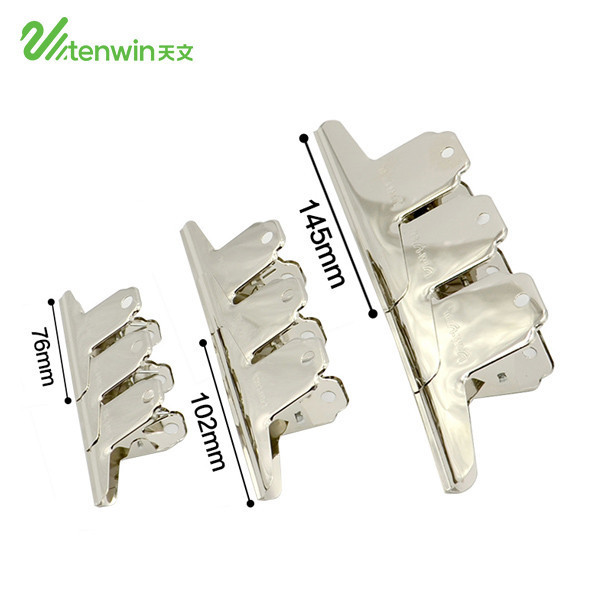 Tenwin 1701-1703 Stainless Steel Metal Binder Nickel round Spring Letter Bulldog Clips for Office Use