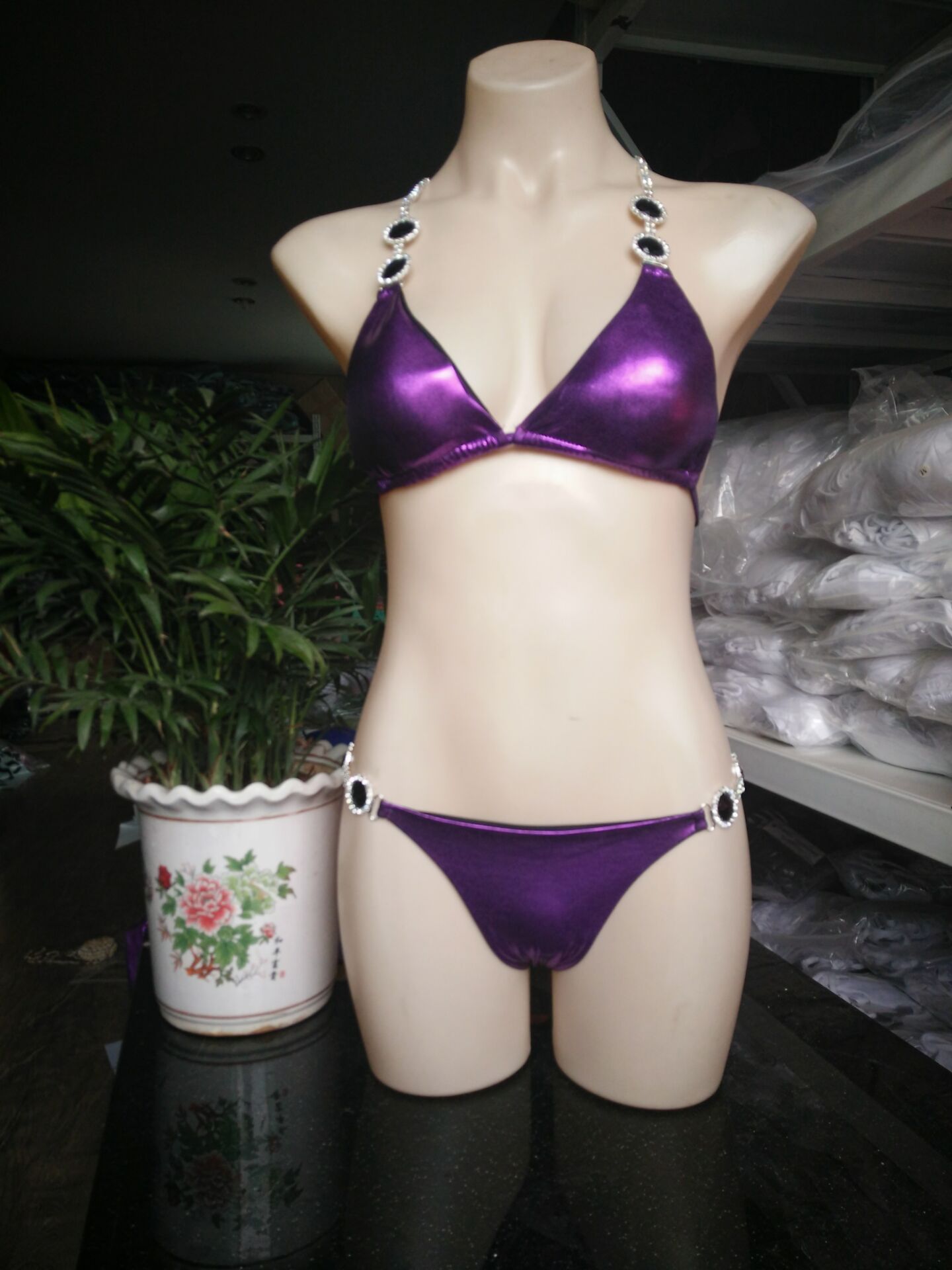 SLING BIKINI Rhinestone  Swimwear Diamond Bikini Special Material STONE Bikini