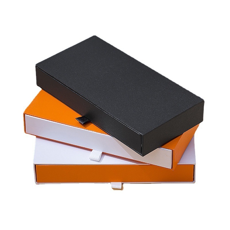 White Black paper eco-friendly packaging box custom package customized drawer boxes For phone case Scarf clothes packaging