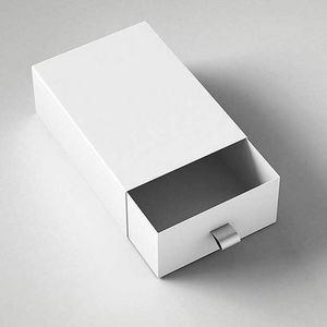 Custom Logo Luxury Sliding Cover Rigid Cardboard Paper Packaging Gift Small Drawer Box With Ribbon For jewelry candle cosmetics