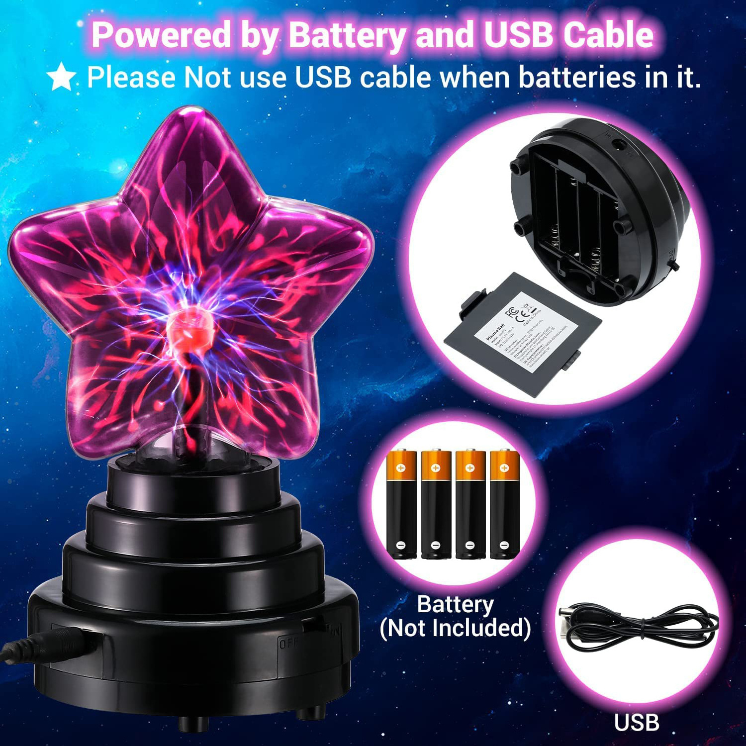 TIANHUA Wholesale 3 Inch Plasma Ball, USB Plasma Globe Lamp with Touch & Sound Sensitive