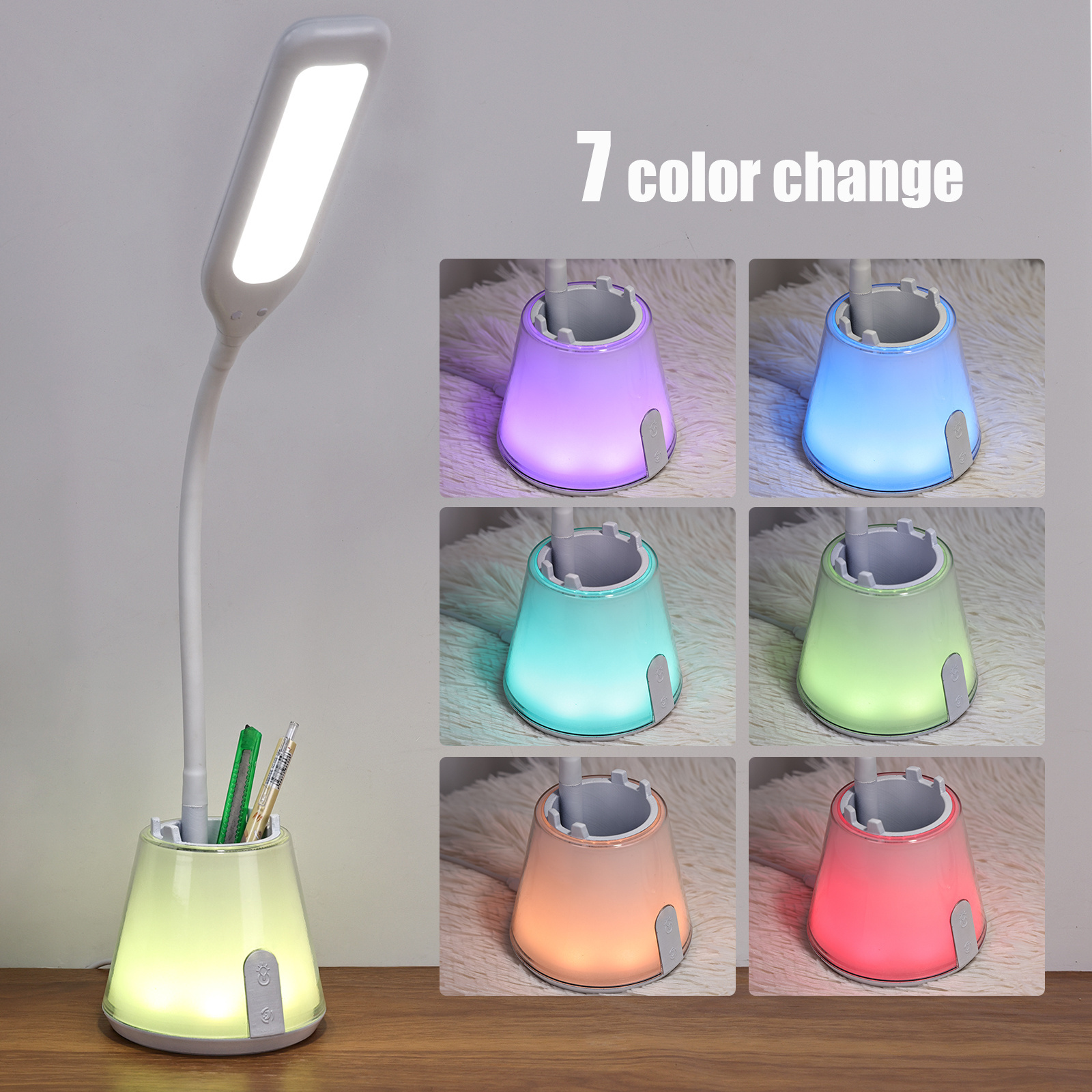 Modern Smart Lighting Christmas E26 Bulbs Led Color Change Table Lamp With Rgb Liquid Desk Lamp