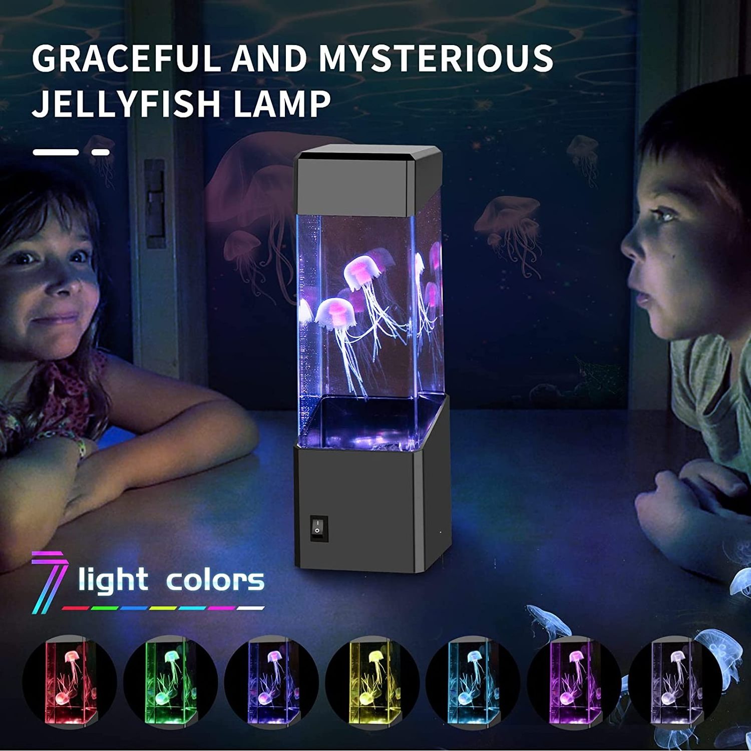 TIANHUA Electric Jellyfish Tank Table Lamp with Color Changing Light for Room Mood Light for Relax LED Jellyfish Lamp