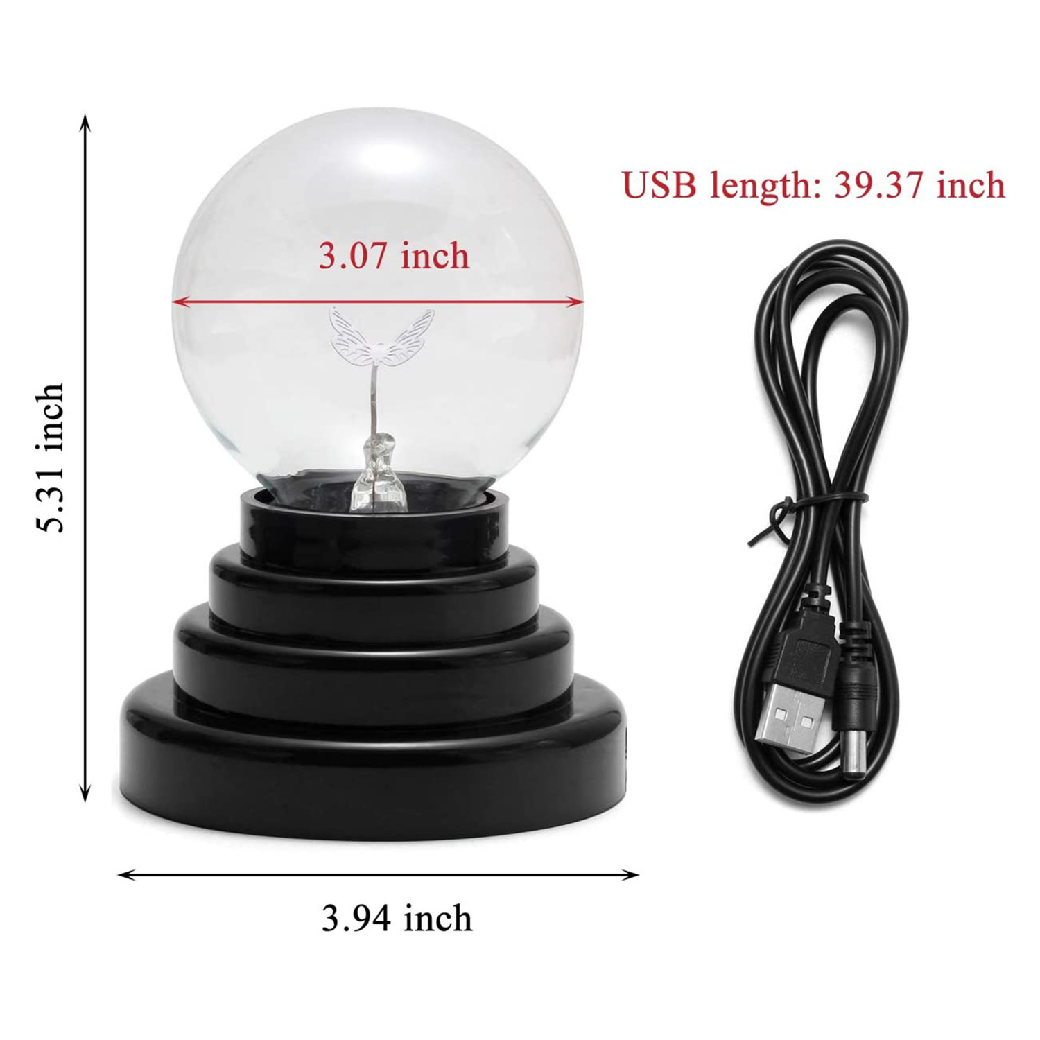 TIANHUA 3inch Usb Static Electricity Crystal Large Plasma Ball Made In China In Low Price