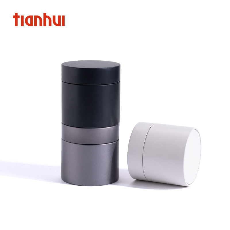 Tianhui Empty Food Grade Custom Small Round White Metal Storage Canister Tea Sugar Coffee Tin Can With Lid