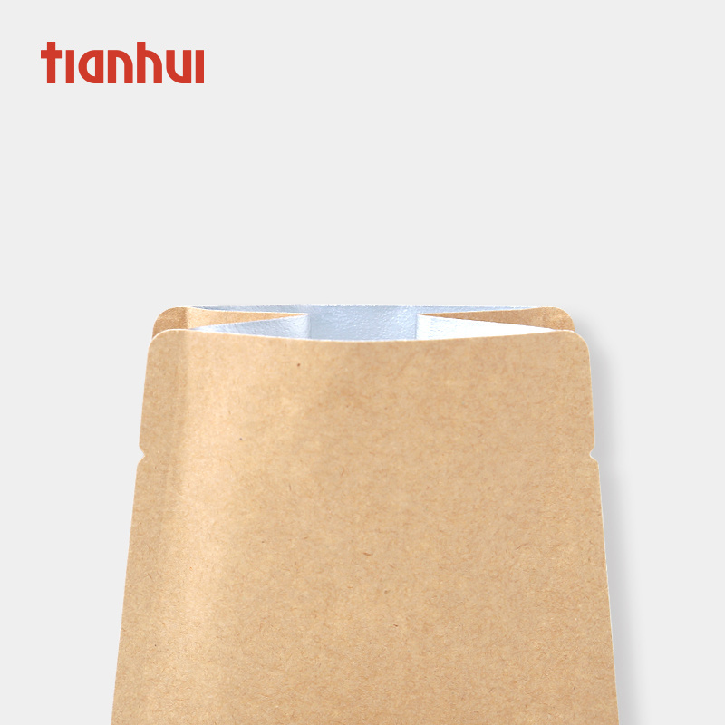 Flat Bottom Kraft Paper Bag Custom Design Square Pouch Tea Coffee Bag Packaging Food Heat Seal Kraft Paper (no Glue) Traditional