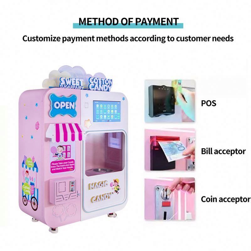 Factory Wholesale Food Truck Flower Vending Floss Sweet Maker Cotton Candy Machine Automatic