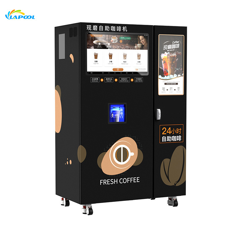 Shenzhen Wholesale Automatic Bubble Tea Coffee Vending Machine With Advertising Screen