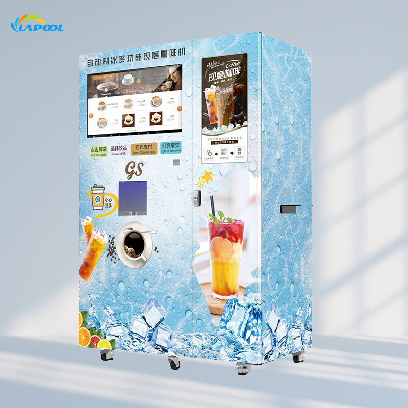 Commercial Automatic Dispenser Coin Payment System All In One Ice Coffee Vending Machine With Grinder