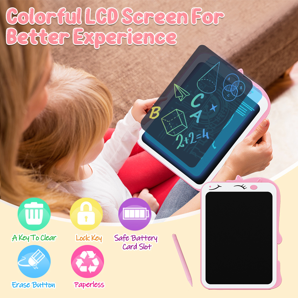 Cartoon model kids erasable 8.5/10 inch LCD electronic digital writing drawing tablet board for children toddler toy