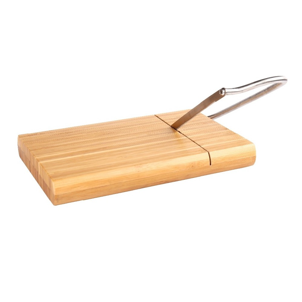 Bamboo Cheese Cutting Board with Stainless Steel Wire Cheese Slicer Cheese Cutter