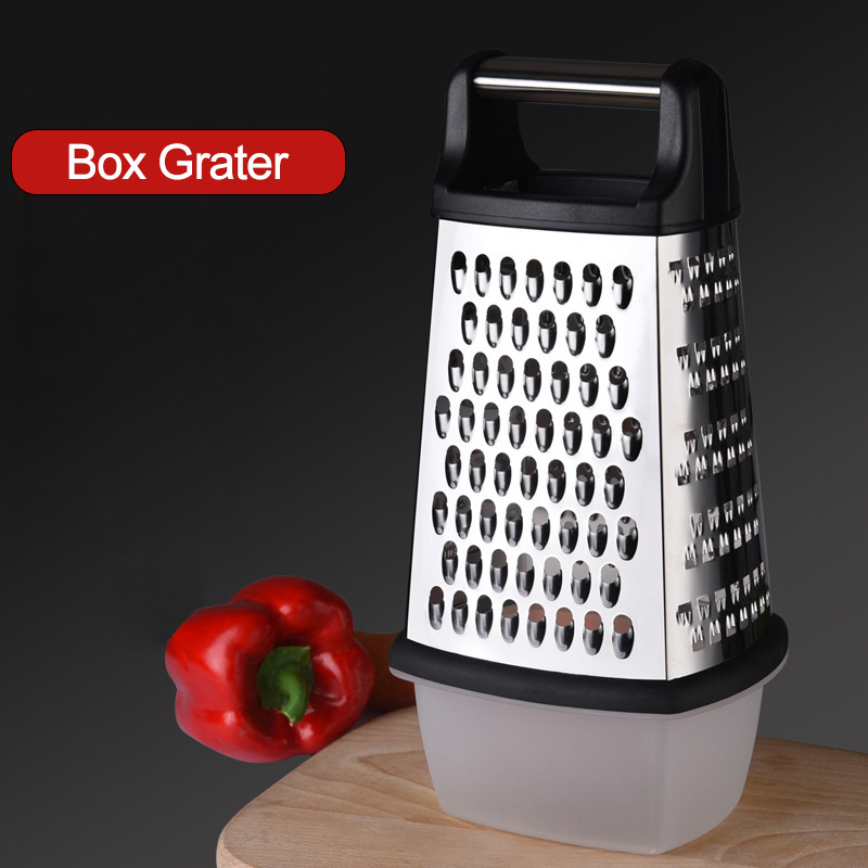 Box Graters with Container Stainless Steel 4 Sides Kitchen Slicer Shredder Zester Grater Parmesan Cheese