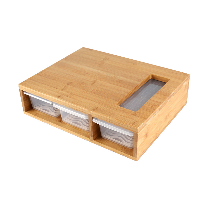 Custom Bamboo Cutting Boards with Stackable Containers for Kitchen Large Multifunctional Chopping Boards Set