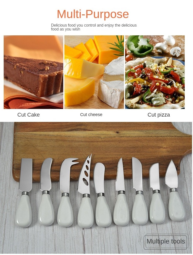 25 pcs Cheese Knives Set Ceramic Handle Stainless with Steel Mini Cheese Tool Cutter Fork Butter Slicer Knife