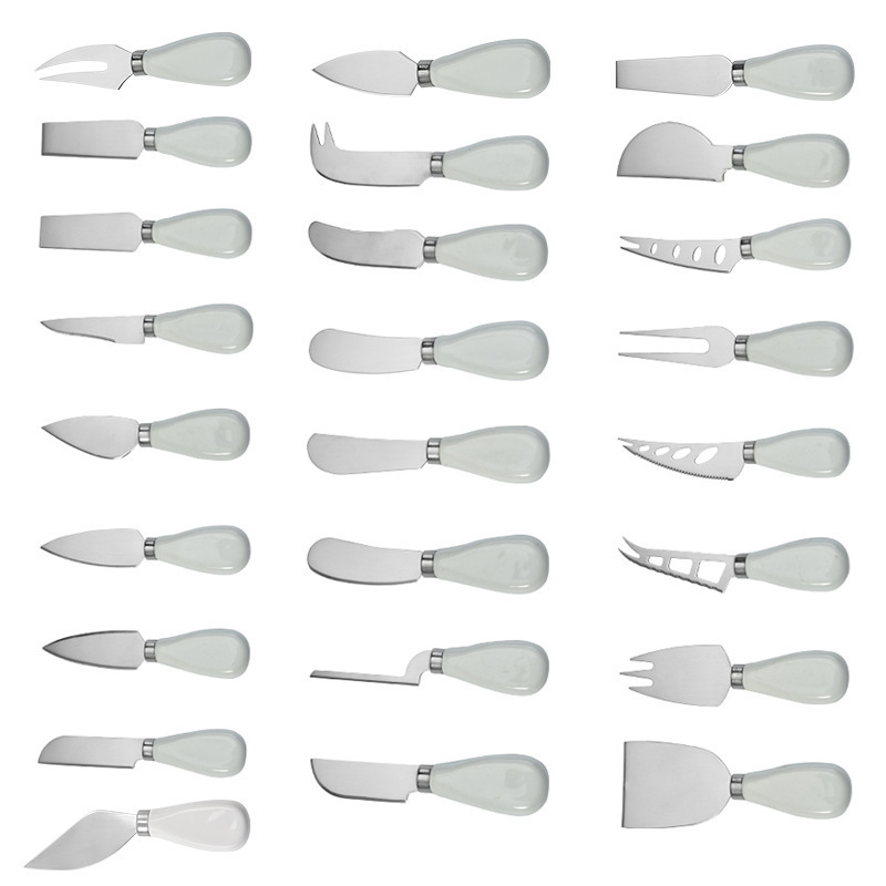 25 pcs Cheese Knives Set Ceramic Handle Stainless with Steel Mini Cheese Tool Cutter Fork Butter Slicer Knife