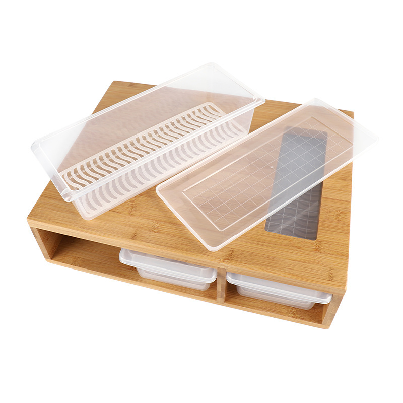 Custom Bamboo Cutting Boards with Stackable Containers for Kitchen Large Multifunctional Chopping Boards Set