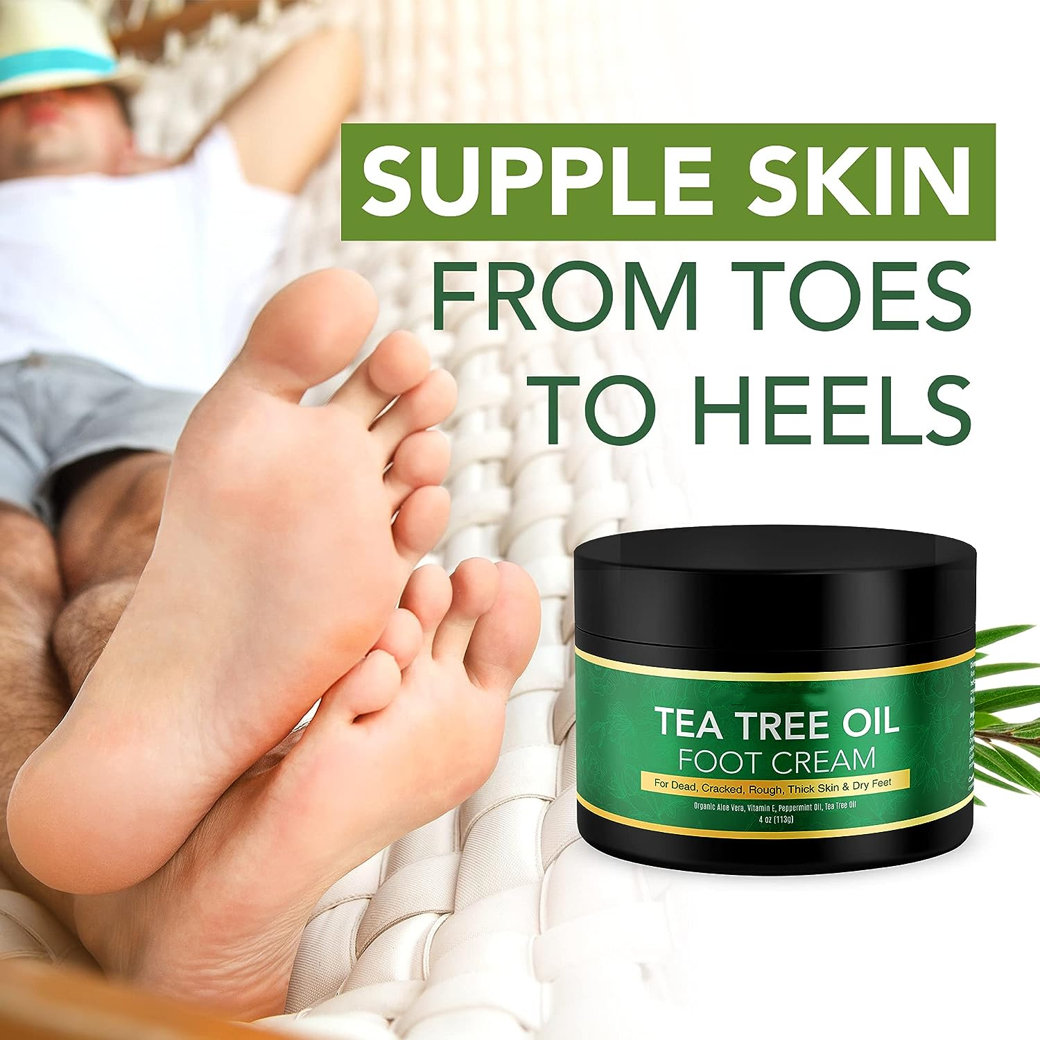 Urea Cream 15% plus Honey Foot Cream for Dry Cracked Feet Heels Knees Elbows Hands Repair Treatment