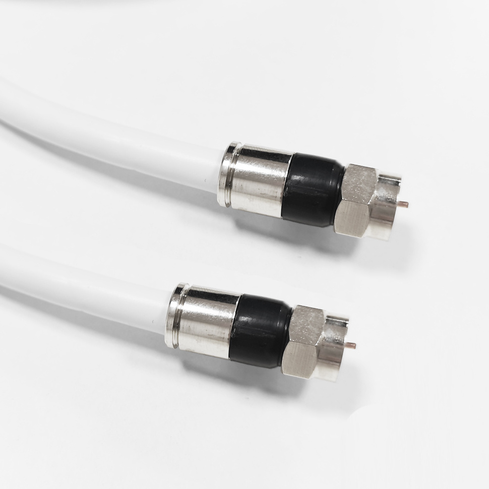 TianJie-10ft  White RG6 Coaxial Cable with F Connectors Standard/Quad Shielded for Satellite CCTV Communication RG6 Patch Cord