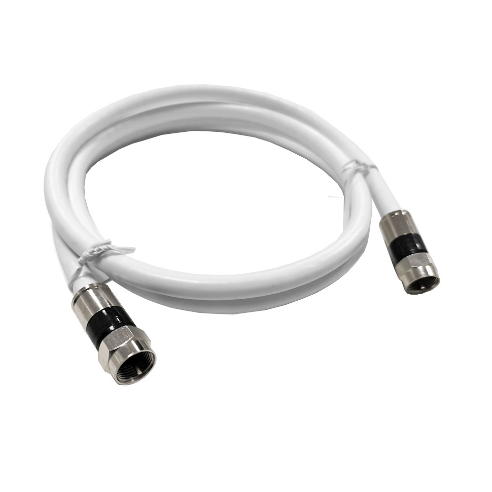 TianJie-10ft  White RG6 Coaxial Cable with F Connectors Standard/Quad Shielded for Satellite CCTV Communication RG6 Patch Cord