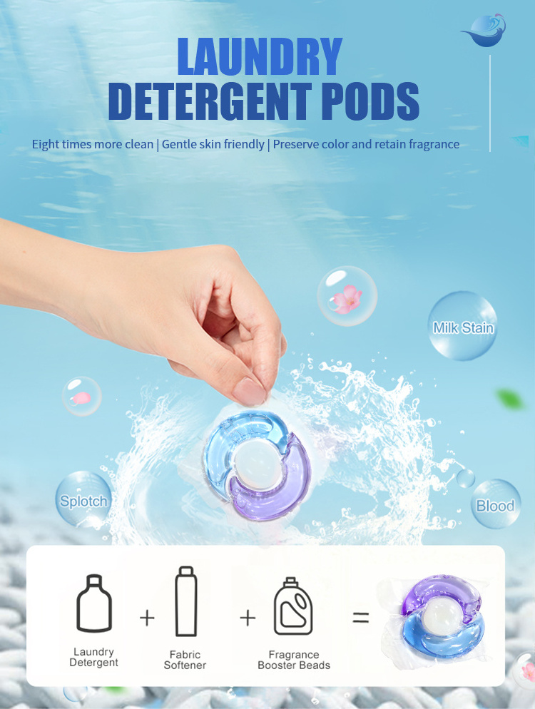 High Quality Laundry Pod Water Soluble Lasting Smell Liquid Laundry Detergent Capsules with fabric softener beads